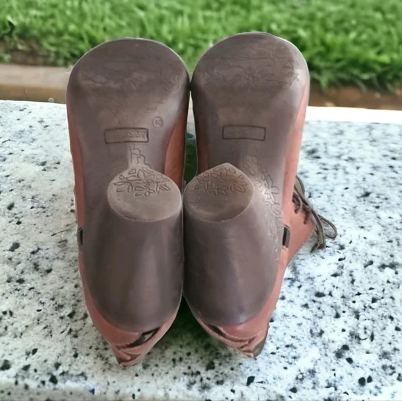 SERGIO TOMANI SUNDANCE Lace Up Boots 40 9 Artsy Leather Earthy Boho Ankle Travel - Picture 11 of 16